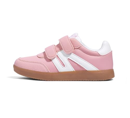 LUCKY STEP Kids Classic Retro Gum Sole Fashion Sneakers School Tennis Skate Shoes Girls Boys Hook and Loop Walking Casual Toddler Footwear Anti Slip Trainers