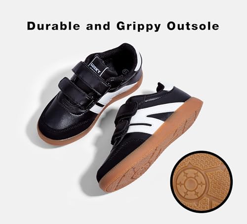 LUCKY STEP Kids Classic Retro Gum Sole Fashion Sneakers School Tennis Skate Shoes Girls Boys Hook and Loop Walking Casual Toddler Footwear Anti Slip Trainers