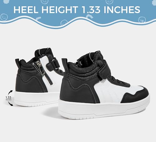 LUCKY STEP Kids High Top Sneakers Fashion Basketball Tennis Shoes Skyhigh Running Sports Ankle Boots Hook and Loop Casual Walking Shoe for Boys Girls