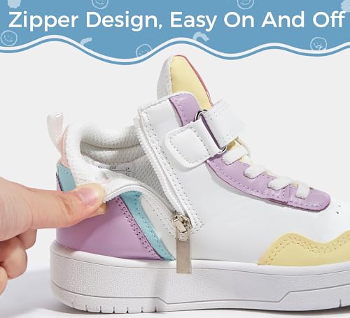 LUCKY STEP Kids High Top Sneakers Fashion Basketball Tennis Shoes Skyhigh Running Sports Ankle Boots Hook and Loop Casual Walking Shoe for Boys Girls