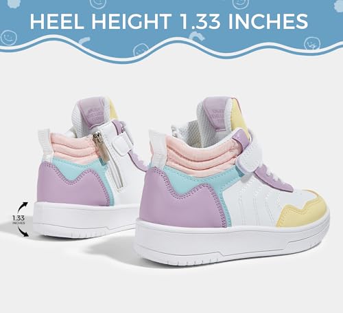 LUCKY STEP Kids High Top Sneakers Fashion Basketball Tennis Shoes Skyhigh Running Sports Ankle Boots Hook and Loop Casual Walking Shoe for Boys Girls