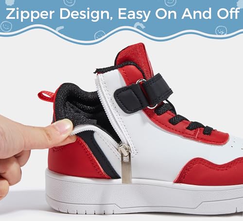 LUCKY STEP Kids High Top Sneakers Fashion Basketball Tennis Shoes Skyhigh Running Sports Ankle Boots Hook and Loop Casual Walking Shoe for Boys Girls