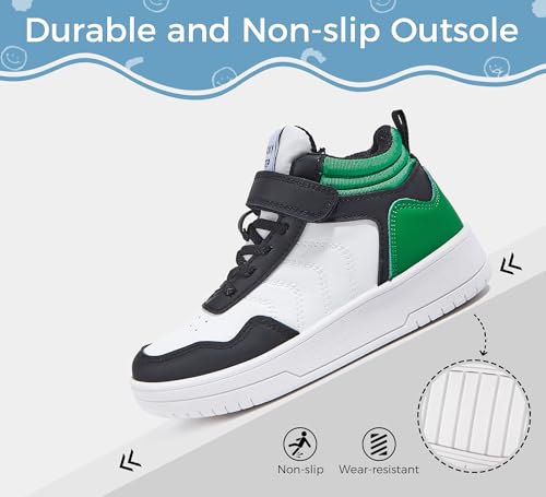 LUCKY STEP Kids High Top Sneakers Fashion Basketball Tennis Shoes Skyhigh Running Sports Ankle Boots Hook and Loop Casual Walking Shoe for Boys Girls