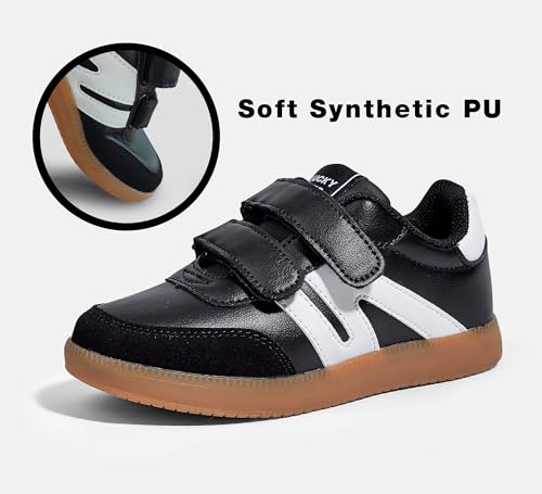 LUCKY STEP Kids Classic Retro Gum Sole Fashion Sneakers School Tennis Skate Shoes Girls Boys Hook and Loop Walking Casual Toddler Footwear Anti Slip Trainers