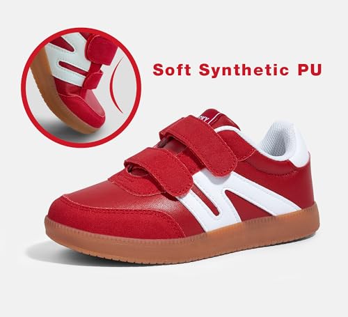 LUCKY STEP Kids Classic Retro Gum Sole Fashion Sneakers School Tennis Skate Shoes Girls Boys Hook and Loop Walking Casual Toddler Footwear Anti Slip Trainers