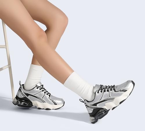 LUCKY STEP Women's Air Cushion Running Shoes Athletic Tennis Sneakers Lightweight Sports Mesh Gym Jogging Workout Walking Shoes