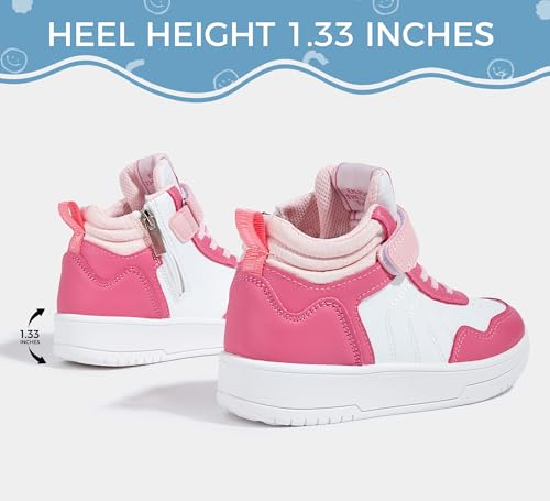 LUCKY STEP Kids High Top Sneakers Fashion Basketball Tennis Shoes Skyhigh Running Sports Ankle Boots Hook and Loop Casual Walking Shoe for Boys Girls