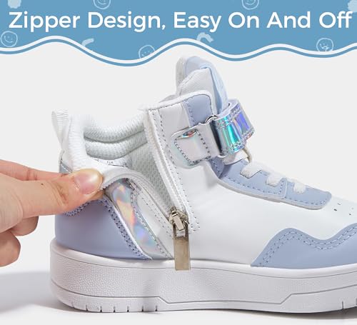 LUCKY STEP Kids High Top Sneakers Fashion Basketball Tennis Shoes Skyhigh Running Sports Ankle Boots Hook and Loop Casual Walking Shoe for Boys Girls