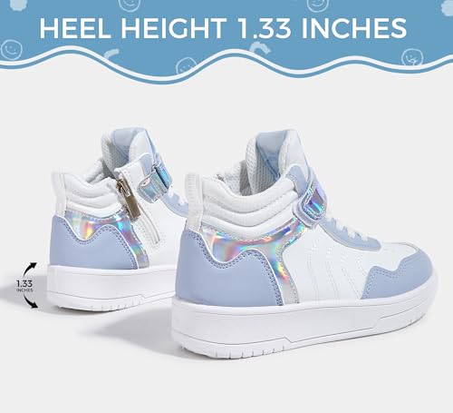 LUCKY STEP Kids High Top Sneakers Fashion Basketball Tennis Shoes Skyhigh Running Sports Ankle Boots Hook and Loop Casual Walking Shoe for Boys Girls