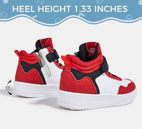 LUCKY STEP Kids High Top Sneakers Fashion Basketball Tennis Shoes Skyhigh Running Sports Ankle Boots Hook and Loop Casual Walking Shoe for Boys Girls