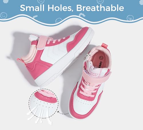 LUCKY STEP Kids High Top Sneakers Fashion Basketball Tennis Shoes Skyhigh Running Sports Ankle Boots Hook and Loop Casual Walking Shoe for Boys Girls