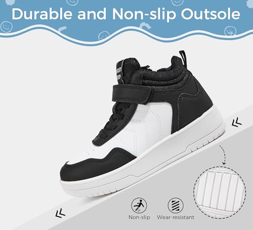 LUCKY STEP Kids High Top Sneakers Fashion Basketball Tennis Shoes Skyhigh Running Sports Ankle Boots Hook and Loop Casual Walking Shoe for Boys Girls