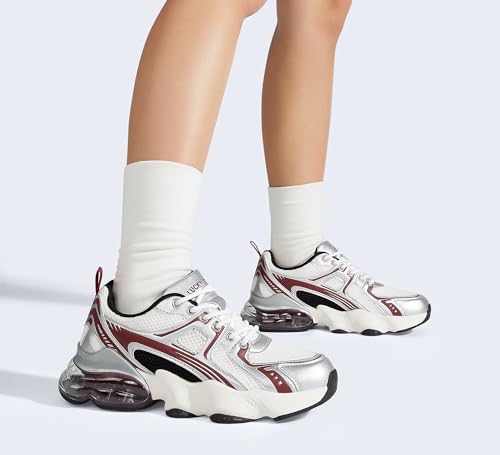 LUCKY STEP Women's Air Cushion Running Shoes Athletic Tennis Sneakers Lightweight Sports Mesh Gym Jogging Workout Walking Shoes