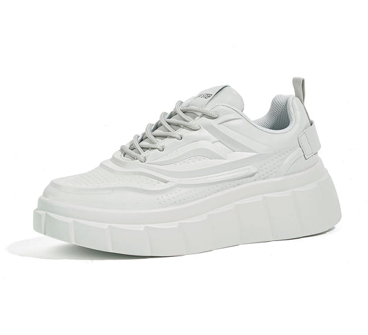 LUCKY STEP Women's Platform Fashion Sneakers Classic Tennis Faux Leather Low Top Casual Walking Shoes