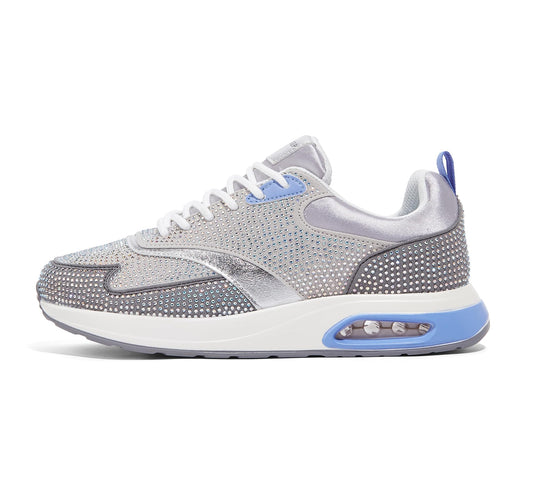 LUCKY STEP Women's Air Cushion Sneakers Rhinestone Fashion Running Gym Jogging Casual Sparkly Arch Support Walking Shoes