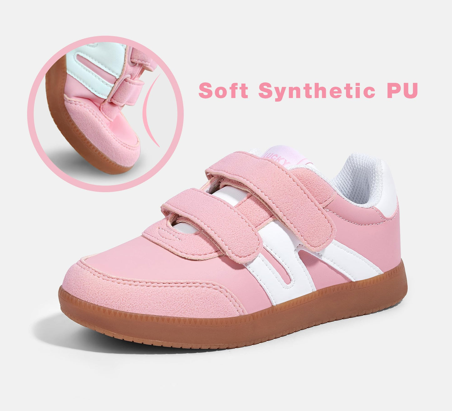 LUCKY STEP Kids Classic Retro Gum Sole Fashion Sneakers School Tennis Skate Shoes Girls Boys Hook and Loop Walking Casual Toddler Footwear Anti Slip Trainers