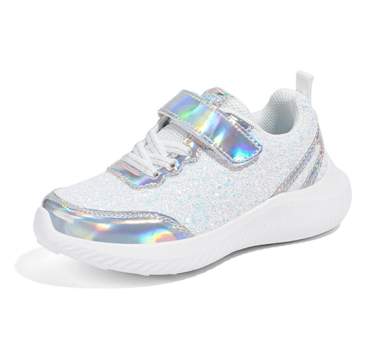 LUCKY STEP Kid's Glitter Fashion Sneakers Sparkly Princess Tennis Bling Shiny Sequins Athletic Walking School Shoes for Children/Boys/Girls