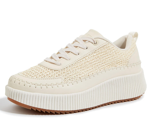 LUCKY STEP Women's Platform Sneakers Rhinestone Fashion Chunky Casual Sparkly Retro Braided Walking Shoes