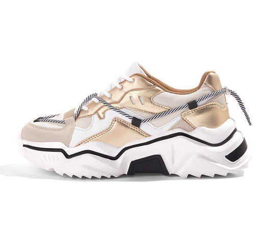 LUCKY STEP Women's Platform Colorful Fashion Sneakers Retro Colorblock Stylish Cute Chunky Dad Walking Shoes