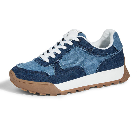 LUCKY STEP Women's Platform Canvas Sneaker Casual Lace-up Stylish Tennis Running Retro Classic Trainers Walking Fashion Sneakers