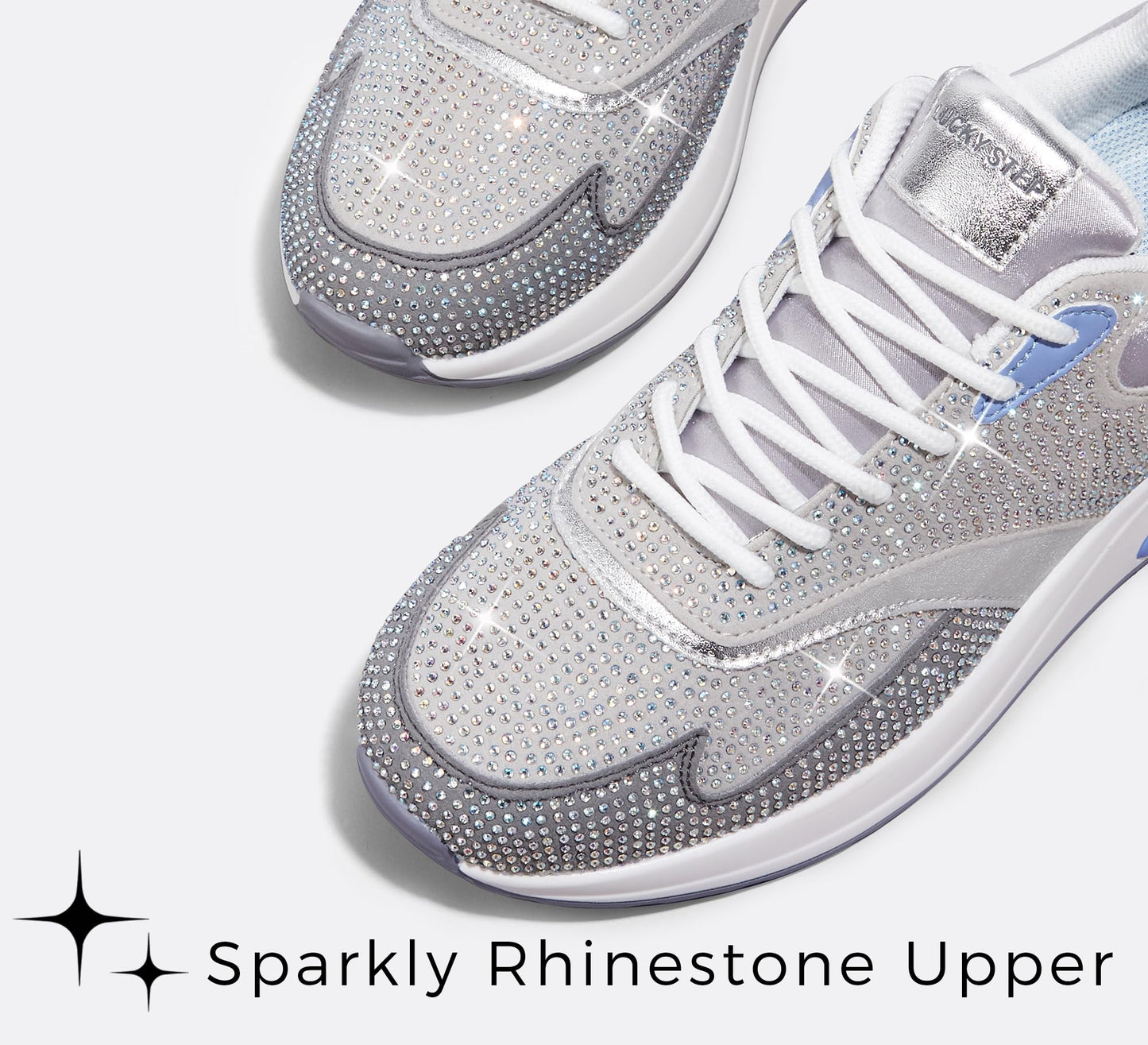 LUCKY STEP Women's Air Cushion Sneakers Rhinestone Fashion Running Gym Jogging Casual Sparkly Arch Support Walking Shoes